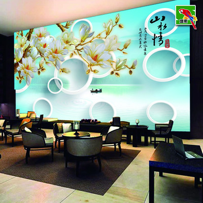 金色玉兰映华堂 厂家直销大型无缝壁画，诚邀艺术空间加盟共创未来